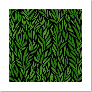 Seamless pattern with green leaves Posters and Art